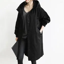 Women's Jackets Women Versatile Coat Elegant Plus Size Trench Coats Lightweight Windproof For Double Breasted Mid-length Oversized