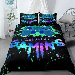 Bedding Sets Gaming Gamer Room Decor Comforter Cover For Boys Girls Kids Teens Video Games 3 Piece Twin Size Bed Set