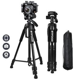 Tripods Phone Travel Self Tripod Aluminum Tall 55140CM Stand With Quick Plates Mount Pan Head For Canon DSLR SLR Digital Camera 231120