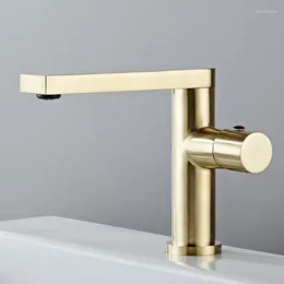 Bathroom Sink Faucets All Copper Gray Light Luxury Drawing Gold Under Basin Faucet And Cold Wash Simple Table Can Rotate The