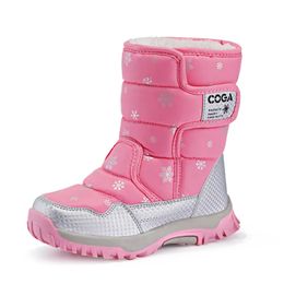 أحذية Boots Girls Shoes Pink Boots Style Kids Snow Boot Winter Warm Fur Atiskid 0Utsole Plus Size 27 to 38 Boots for Girls 231121