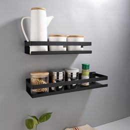 Bathroom Shelves Modern Matte Bathroom Accessories 20-40cm Black Bathroom Corner Shelves Kitchen Wall Shelf Shower Shampoo Storage Rack 230421