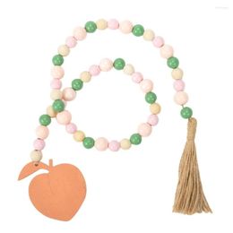 Decorative Figurines Wooden Home Decoration Peach Garland With Jute Rustic Tassel Wood Bead Garlands For Rattan Macrame Wall Hanging Boho