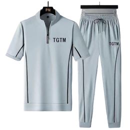 Men's Tracksuits Men's Sets Summer Tracksuit Thin T-shirts and Pants Keep Cool Men Clothing 230421