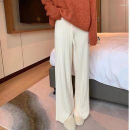 Women's Pants Autumn 2023 Winter High Waisted Straight For Women Knitted Wide Leg Korean Fashion Casual Warm Trousers R72