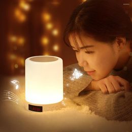 Night Lights LED Touching Control Light With Alarm Clock Smart Bluetooth-compatible Speaker Colourful Lamp TF Card Aux Cable MP3 Gift