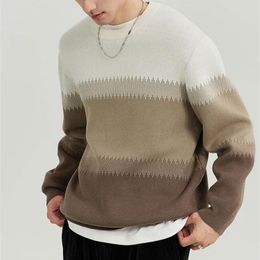 Men's Sweaters Autumn Winter KPOP Fashion Style Harajuku Slim Fit Tops Loose Casual All Match Knitwear Insert Long Sleeve Patchwork