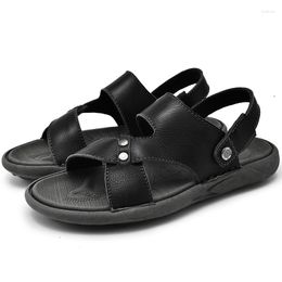 Sandals 2023 Summer Men Cowhide Leather Men's Beach Shoes Outdoor Leisure Walking Wading Garden
