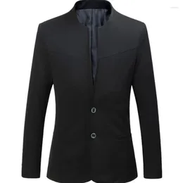 Men's Suits Standing Collar Blazers Slim Two Button Retro Chinese Mountain Suit