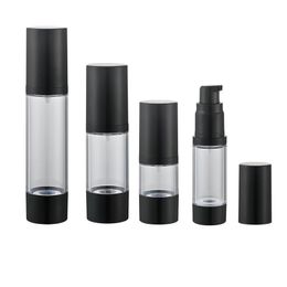 15 30 50 80 100 120ml Airless Pump Bottle-Empty Refillable Black Airless Vacuum Pump Cream Lotion Make Up Bottle Toiletries Liquid Cont Kdtc