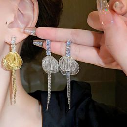 Dangle Earrings Flower Tassel European And American Light Luxury Design Niche High-end