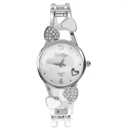 Wristwatches Diamond Bracelet Watch Girls Cuff Watches Women Beautiful Lady Chic Female Silver Rhinestone Fashion Stylish Quartz