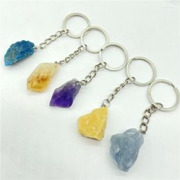 Pendant Necklaces Natural Raw Ore Gem Stone Quartz Yellow Crystal Amethyst Irregular Charms Keychain For Jewellery Making Accessories 1PC