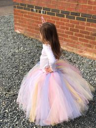 Skirts Girls Pastel Long Tutu Kids Handmade Dance Tulle Pettiskirts Underskirts Children Birthday Christmas Party Costume 230420