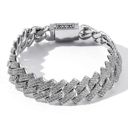 Hip hop studded with rhinestones and men's striped Cuban chain 14mm diamond Personalised luxury bracelet