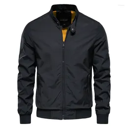 Men's Jackets 2023 Autumn Solid Color Baseball Jacket Men Casual Bomber Mens High Collar Quality Slim Fit For Clothes