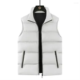 Men's Vests Sleeveless Jacket Autumn Winter Warm Vest Thick Padded Stand Collar Coat Outdoor Waistcoat Work Wear Male Clothes Oversize
