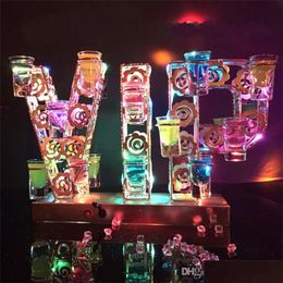 Outros suprimentos de festa de evento Recarregável Luminous Vip S Light Up Bandeja de vidro LED Cocktail Stand Suporte de copo de vinho para Bar Disco Decora Dh3Lh