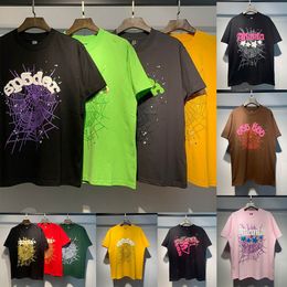 Tshirts sp5der masculino de alta qualidade camisetas letra de moda letra de moda estampado preto rosa homem aranha camiseta de algodão camisetas casuais