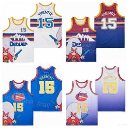 Moive Basketball 15 Yosemite Sam Jerseys Mans College Retro Pure Cotton For Sport Fans University Breathable Pullover Retire Team Color Blue Purple White Shirt