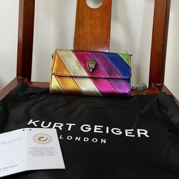 Evening Bags Kurt G Luxury Clutch Multi Colorful Patchwork Handbag Elegant And Stylish Dinner Metallic Chain Jointing Purse 230421