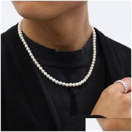 Chains Pearl Necklace Men Temperament Simple Handmade Strand Bead For Drop Delivery Jewelry Necklaces Pendants Dhgarden Ot9Sk