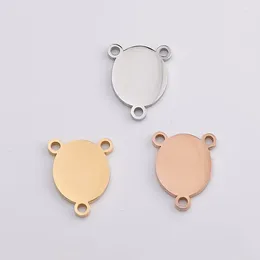 Charms 5pcs/Lot Stainless Steel Mirror Polished Geometrical Oval Pendants Connector With Three Holes For DIY Jewellery Making Accessories