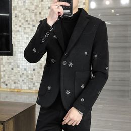 Men's Suits 2023 Wool Blends Men's Blazers Slim Casual Trench Business Dress Suit Jackets Social Office Streetwear Wedding Men Clothing