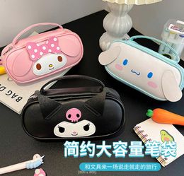 3 colors Girls PU Cosmetics Zipper Kuromi handbag Girl Kawaii Princess Accessories bags big Capacity