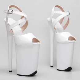 Sandals LAIJIANJINXIA 23CM/9inches Shiny Patent PU Upper Sexy Exotic High Heel Platform Party Pole Dance Shoes 001