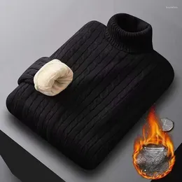 Men's Sweaters Winter Fleece Pullover Knitted Sweater Wool Plus Velvet Clothing Thick Cold Blouse O-neck Korean Fashion Knitwear A97