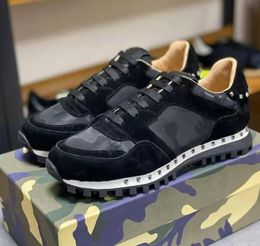 Luxury rivet camouflage casual shoes suede nail designer shoes women's menswear designer plaid nail flat shoes mesh camouflage fashion sneakers plus size