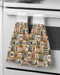 Towel Farm Retro Chicken Cow Pig Plaid Hand Bathroom Supplies Absorbent Cloth Dishcloths Hanging Kitchen Accessories