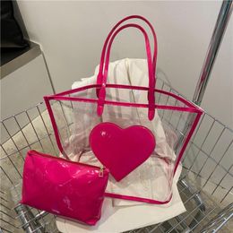 Evening Bags Fashion Bag Laser Jelly Shoulder Casual Street Large Capacity Transparent Love Handbag For Women Design