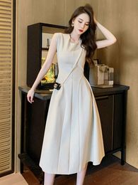 High Quality Fashion Sweet Maxi Dress Pullover Sleeveless A line Long Robe Female French Style Vestido Street Beach Clothes