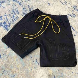 Designer Clothing short casual Rhude Letter Embroidery Drawstring Shorts Men Summer Wash Pure Cotton Fashion High Street Youth Loose Versatile Joggers Sportswear