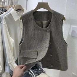 Women's Vests Vest 2023 Autumn Korean Sleeveless Suit Coat For Women Fashion Female Single Breasted Top