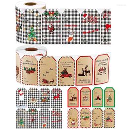 Gift Wrap Christmas Tags Stickers 300PCS Snowman Self-Stick Name Merry Card Label Rolls With Santa Claus Reindeer Easy