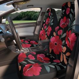 Car Seat Covers Floral Retro Red & Black Vintage Art Deco Decor For Vehicle