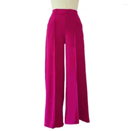 Women's Pants High-waist Women Chic Comfortable Trousers Wide-leg For Formal Commute Styles Solid Colour