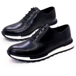 Full Grain Leather Men Retro Italian Design Men Brogues Genuine Leather Dress Shoes Handmade Wedding Shoes For Men a36