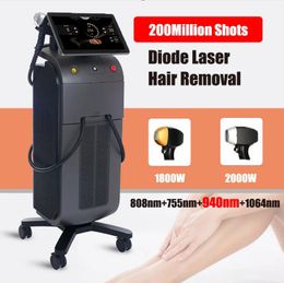Original Painless Diode hair removal laser 1600 +1200 watt laser machine Multi Wavelength 1064nm 755nm 808nm Permanent Hair Removal Diode Lazer machine for all skins