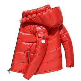 Fashion bright down jacket winter high-grade white duck down hooded extremely cold trend men and women designer down jacket outdoor warm cotton coat