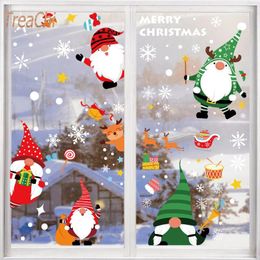 Party Decoration 10Pcs/lot Christmas Decorations Santa Claus Elk Electrostatic Stickers Shopping Mall Glass Window