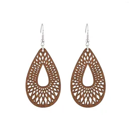Dangle Earrings Geometric Wood Hollow Teardrop Moroccan Statement For Women Baroque Water Drop Jewellery Wholesale