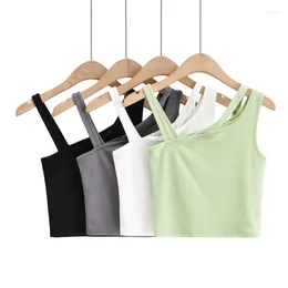 Women's Tanks Summer Cami Top Women Cute Sexy Vintage White Crop For Skew Neck Asymmetrical Halter Punk Clothes Green