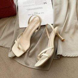 Sandals 2023 Summer French Clip Toe Thin Strap Woman's Head Roman Heel Elegant Female High Heels Shoes For Women