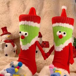 Women Socks Christmas Funny Xmas Santa Claus Cartoon Cute Magnetic Scoks Hand In Celebrity Kawaii Couple Gifts