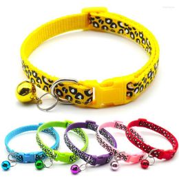Dog Collars Fashion Pet Collar Colourful Pattern Leopard Print Cute Bell Adjustable For Cats Puppy DIY Accessories