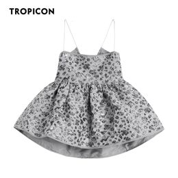 Womens TShirt TROPICON Backless Ruched Cami Top Grey Open Back Spaghetti Strap Floral Summer Sexy Women Fashion Trendy Clothes 230420